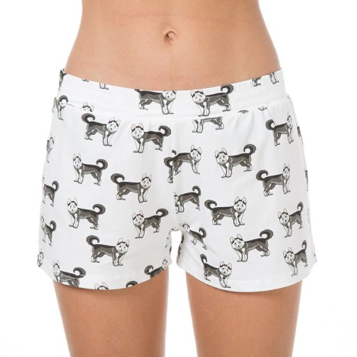 Calções femininos com estampado de cães