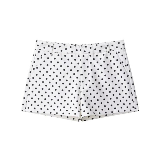 Calções femininos com padrão de bolinhas, bolsos e passantes para cinto, de verão, para lazer, para a cidade e para uso diário