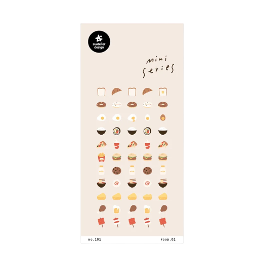 Calcomanías de comida y snacks motivos 9,2x15 cm PVC calcomanías decorativas beige para diario, scrapbook, cuaderno y álbum