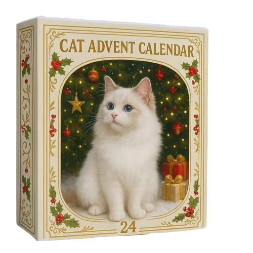 Calendario de adviento navideño 26 x 18 cm Calendario de gatos con figuritas de gatos 24 ventanas Decoración navideña Calendario de regalo para niños