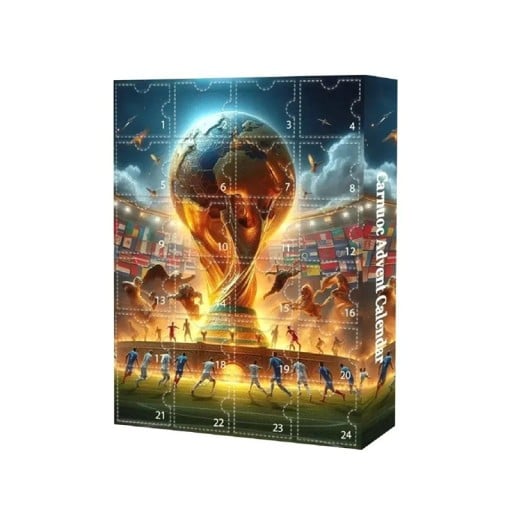 Calendario dell'Avvento di Calcio Plast Calendario dell'Avvento di Natale con figurine di calciatori e accessori Motivo della coppa di calcio