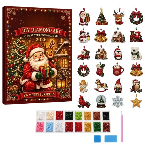 Calendário do Advento com figuras de Natal 24 pcs Decorações para árvore de Natal com laços suspensos Decoração de Natal e presente para crianças