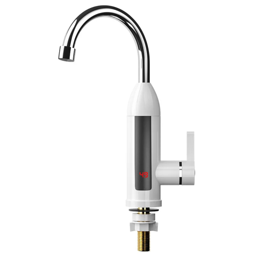 Calentador de agua eléctrico para cocina, 3000 W, 220 V, blanco, calentamiento instantáneo, acero inoxidable, pantalla LCD, grifo de cocina de bajo consumo.