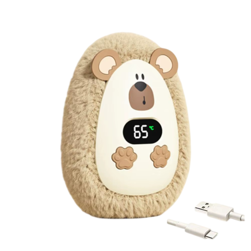 Calentador de manos de peluche adorable Oso 1200 mAh 10,5 x 7,5 x 5,5 cm 3 temperaturas 45–65 °C Pantalla digital USB C