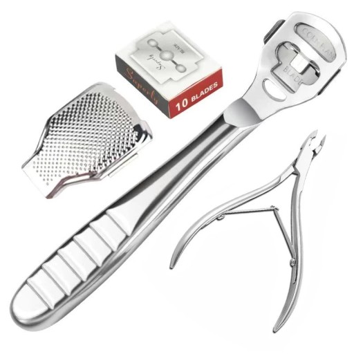 Callus Remover with Stainless Steel Blade Pedicure Tools Hands and Feet Skin Razor Cuticle Nippers