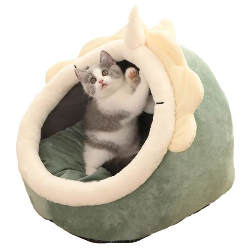Cama antideslizante para gatos com brinquedo 31 x 30 x 28 cm V179
