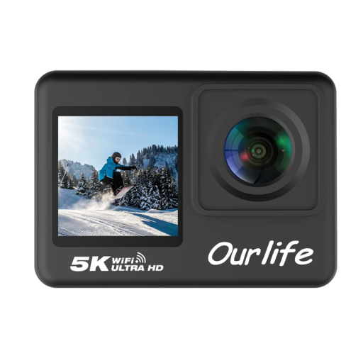 Câmara digital Ourlife MTR60 5K Ecrã táctil de 2 polegadas Câmara de acção infantil com suporte Câmara à prova de água para vlogar