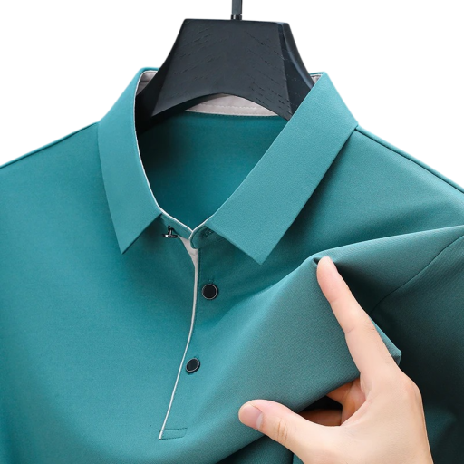 Cămașă polo pentru bărbați cu fermoar și guler, decolteu în V, mânecă scurtă, uni, poliester, spandex, croială modernă confortabilă