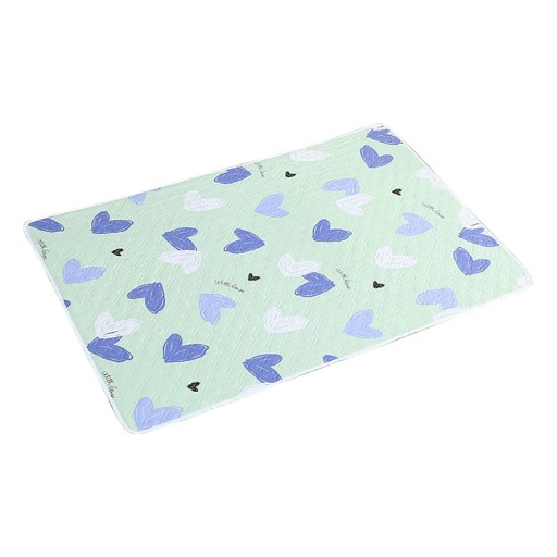Cambiador 80x120 cm 4 capas impermeable lavable de algodón orgánico Verde con corazones Protección nocturna Cuidado del bebé Protector de pañal