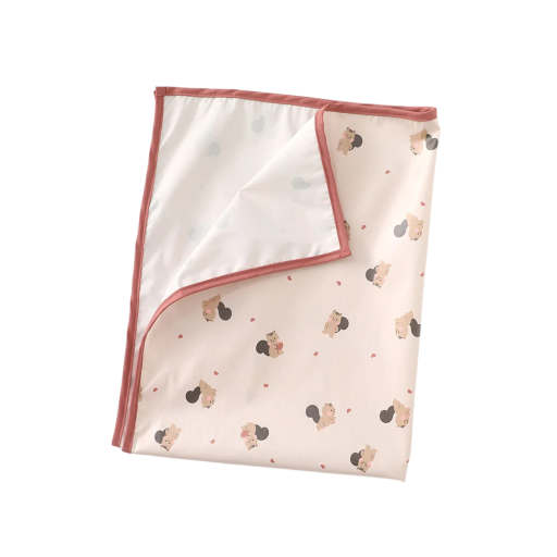 Cambiador impermeable de TPU rosa con ardillas, lavable y reutilizable, para cuna y cuna de bebé.