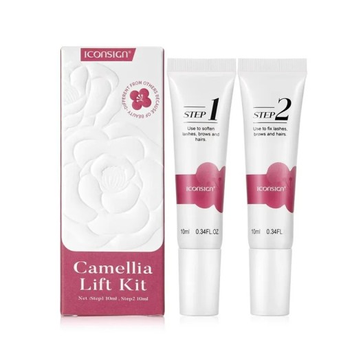 Camellia Lift Kit Szemöldök és Szempilla Lamináló Készlet 2 x 10 ml Professzionális Kétlépcsős Rendszer Tartós Szempilla és Szemöldök Lifting Készlet