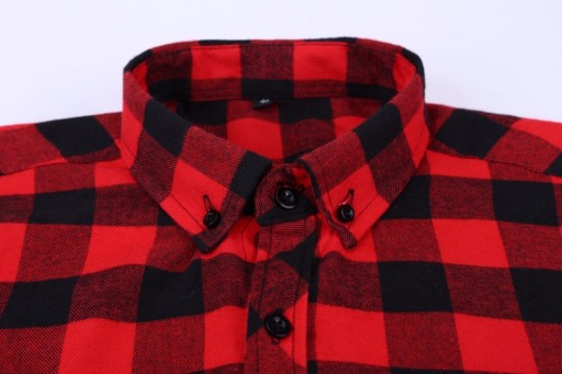Camicia a quadri da uomo con motivo - Rosso e nero