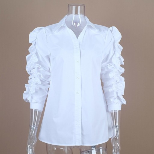 Camicia bianca da donna con volant A2848
