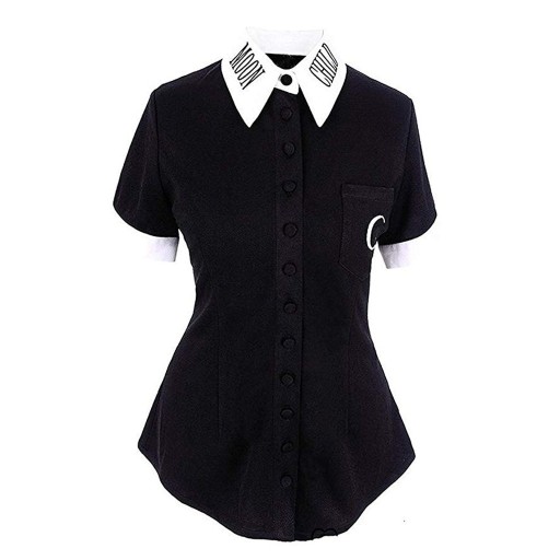 Camicia da donna bianca e nera Gotica