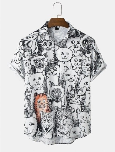 Camicia da uomo con gatti F640