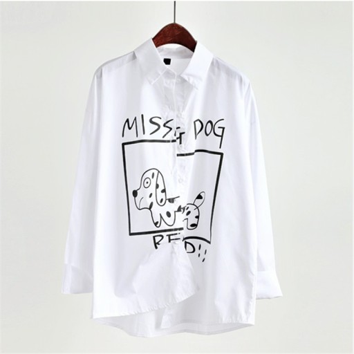 Camisa branca feminina com estampado Daira