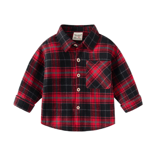 Camisa de cuadros de algodón para niños con cuello de manga larga Top casual con botones para niños pequeños Varios colores Ropa cómoda