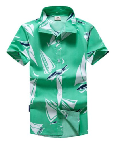 Camisa de hombre con estampado de velero - Verde