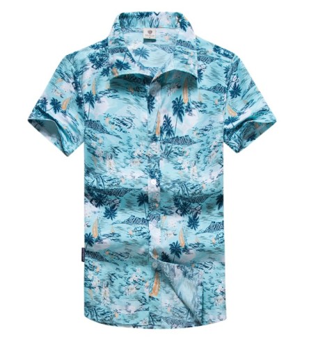 Camisa de hombre con estampado veraniego - Azul