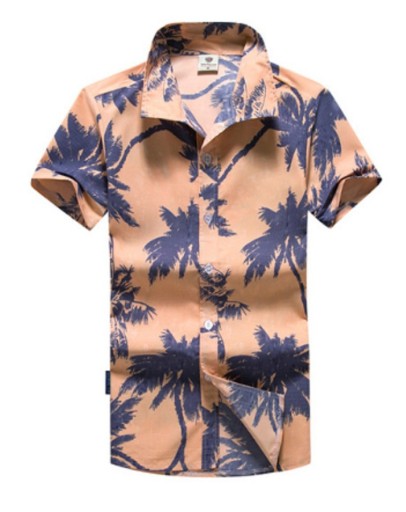 Camisa masculina com estampado de palmeiras - Amarelo