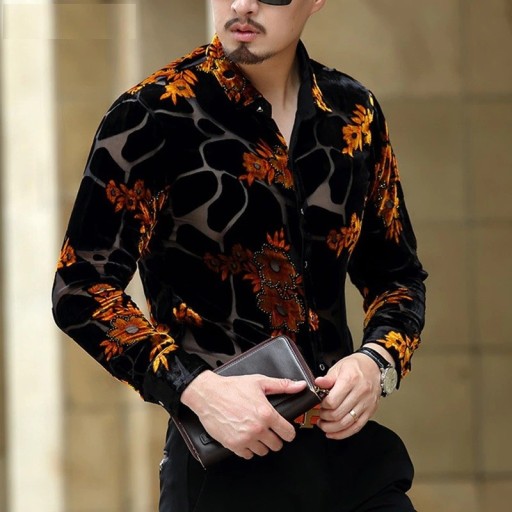 Camisa masculina com flores F691