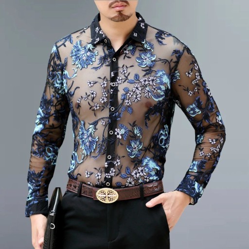 Camisa masculina transparente F666
