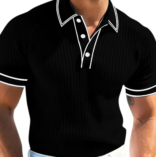 Camisa polo de hombre de manga corta Diseño de un solo color Cierre con botones Cuello Poliéster Top ligero y práctico para el día a día