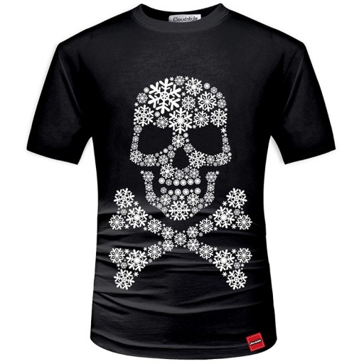 Camiseta 3D para hombre: diseño de calavera con copos de nieve