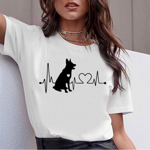 Camiseta blanca de mujer con motivo animal