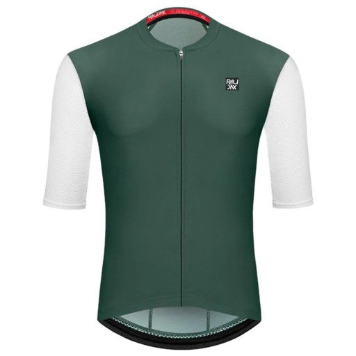 Camiseta de ciclismo masculina verde de manga corta con cremallera para ciclismo, deporte y actividades