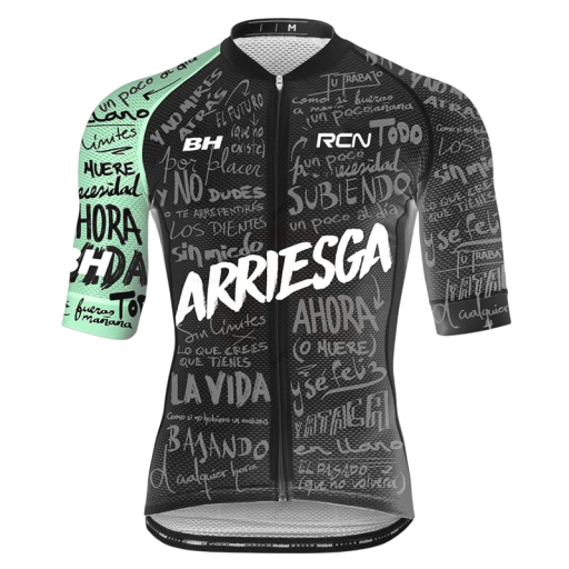 Camiseta de ciclismo para hombre con manga corta y cremallera, con motivo de textos, para ciclismo y deporte