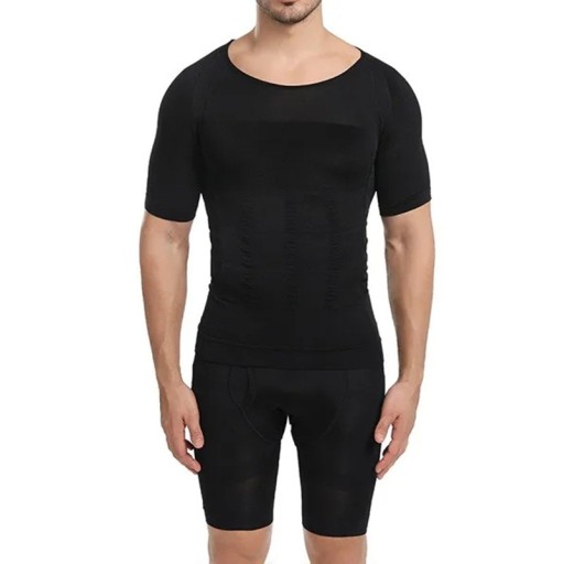 Camiseta de compresión adelgazante para hombre, sin costuras, moldeadora corporal, elástica, deportiva y con soporte postural.