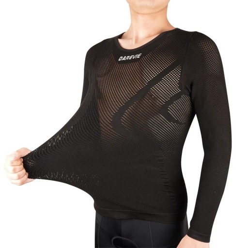 Camiseta de compresión para ciclismo de manga larga como capa base debajo de la camiseta, negra, para ciclismo, deporte y actividades