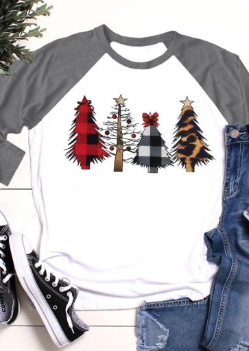 Camiseta de mujer con árboles de Navidad