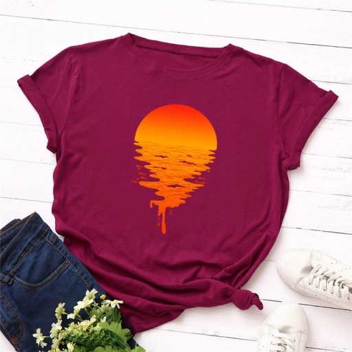 Camiseta de mujer con estampado de atardecer