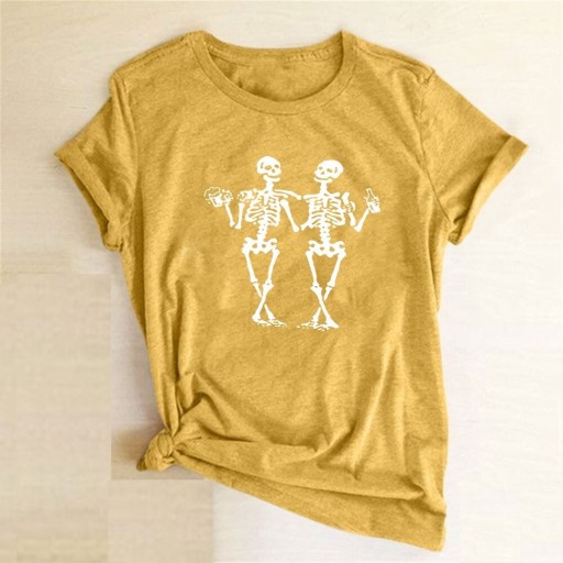 Camiseta de mujer con estampado de esqueleto
