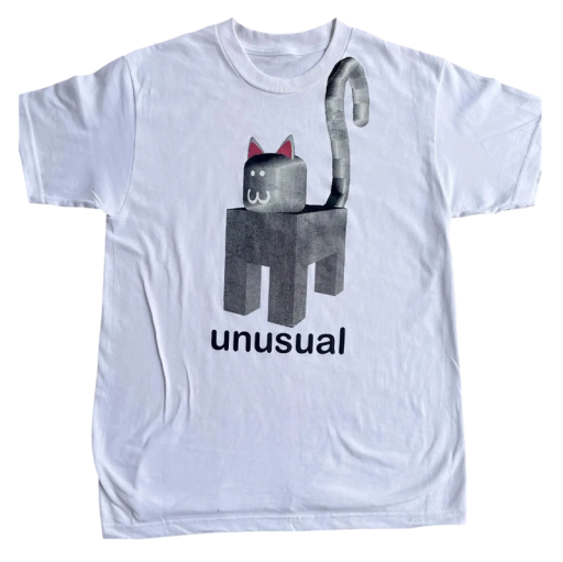 Camiseta de mujer con estampado de gato pixelado en 3D y la inscripción Inusual Camiseta divertida con un diseño original Camiseta cómoda para el tiempo libre y el día a día
