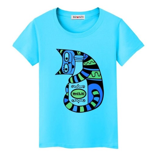 Camiseta de mujer con estampado de gato
