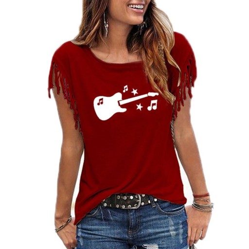 Camiseta de mujer con estampado de guitarra