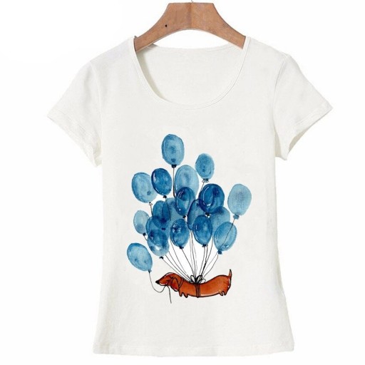 Camiseta de mujer con estampado de teckel B406 Camiseta de mujer con estampado de teckel B406