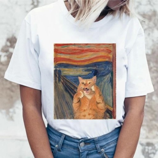 Camiseta de mujer con estampado divertido de gato