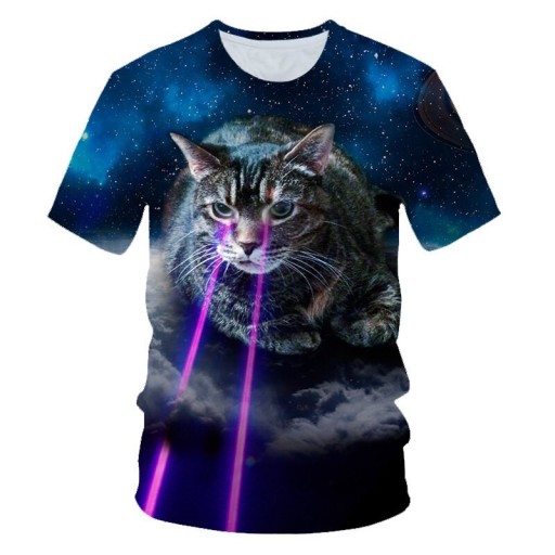 Camiseta de mujer con gato espacial