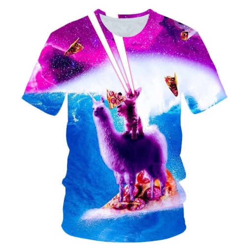 Camiseta de mujer con gato espacial