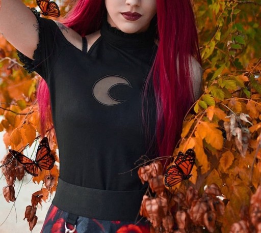 Camiseta de mujer con hombros descubiertos, color negro