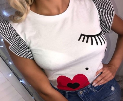 Camiseta de mujer con mangas con volantes B182
