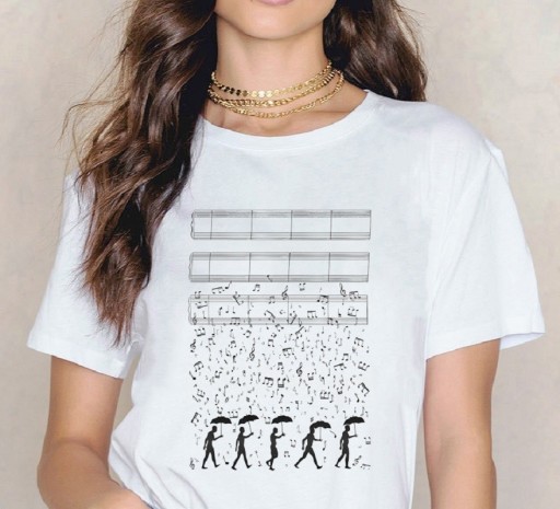 Camiseta de mujer con motivo musical.