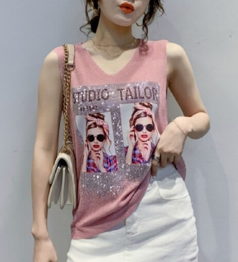 Camiseta de tirantes de mujer con estampado A1207