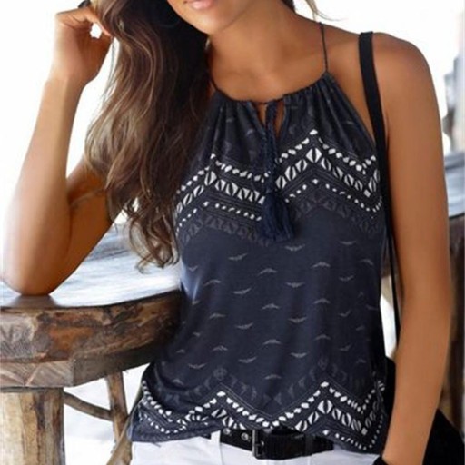 Camiseta de tirantes para mujer, color azul oscuro