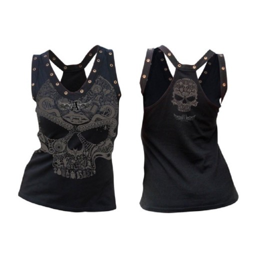 Camiseta de tirantes para mujer con calavera
