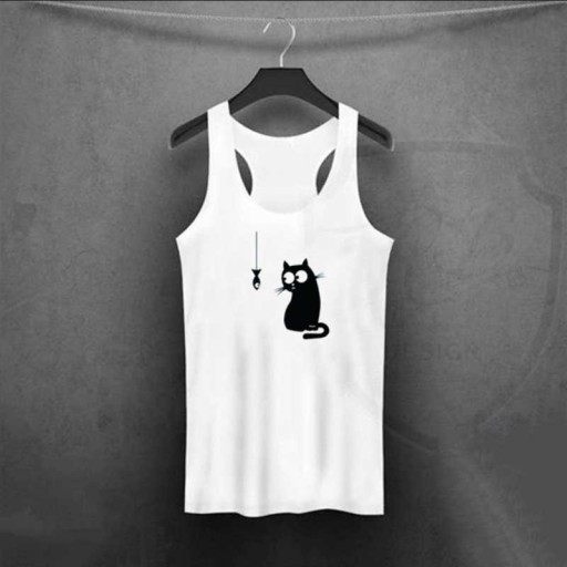 Camiseta de tirantes para mujer con estampado de gato